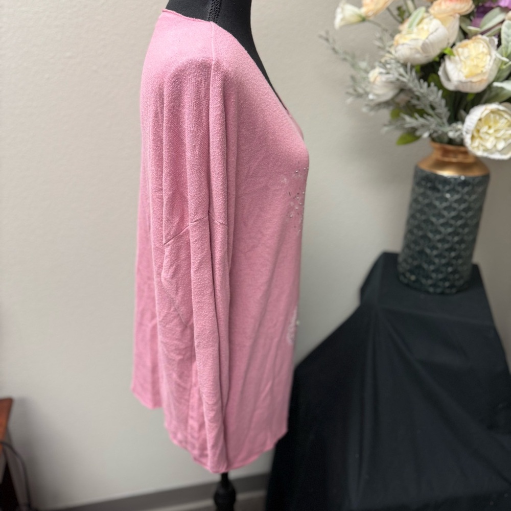 Made in Italy Pink Embellished Dandelion Sweater – Viscose/Wool Blend, Size L - Picture 4 of 7